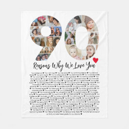 90 Gründe, warum wir Sie zum 90. Geburtstagskollag Fleecedecke