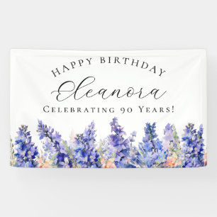 90. Happy Birthday Banner Blue July Birth Blume