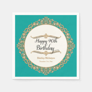 90. Happy Birthday Party Celebration Round Decor Serviette