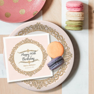 90. Happy Birthday Party Celebration Round Decor Serviette