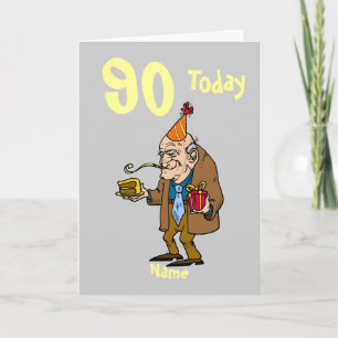 90. heute Geburtstag Cartoon personalisiert Karte