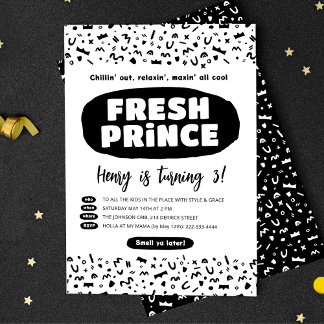 90 Hip Hop Geburtstag, Fresh Prince Rap Party Einladung