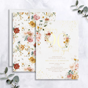 90 in Rosa Floral Gold gut aussehen lassen Folieneinladung
