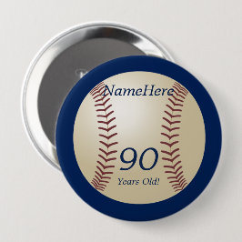 90 Jahre alt, Baseball, Name, Button Button Pinbac