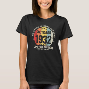 90 Jahre alt Oktober 1932 90. Geburtstag T-Shirt