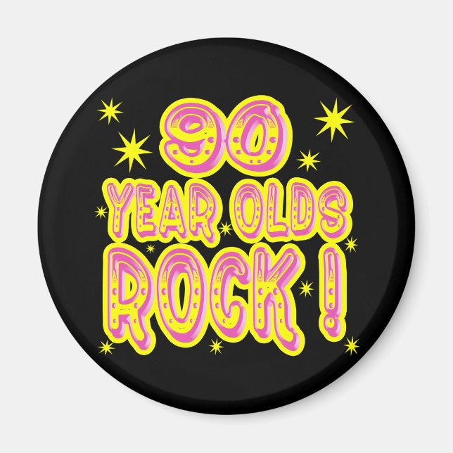 90 Jahre alt Rock! (Rosa) Magnet (Vorne)