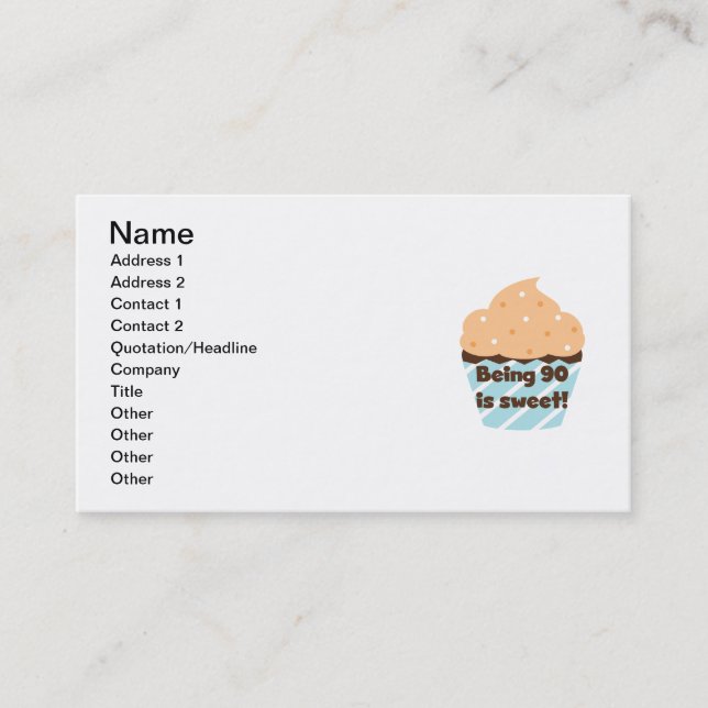 90 Jahre alt sind süße T - Shirt und Geschenke zum Visitenkarte (Vorderseite)