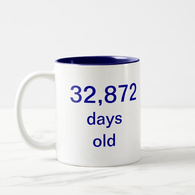 90 Jahre alt Zweifarbige Tasse (Links)