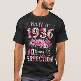 90 Jahre alte, hergestellt in 1936, Floral 90. Geb T-Shirt