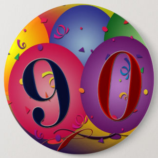 90 Jahre!  Geburtstagsballonknopf - besonders Button