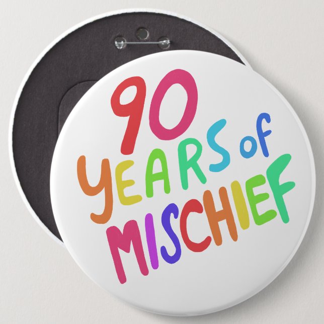 90 JAHRE MISCHIEF Farbiger Regenbogen Button (Vorne & Hinten)