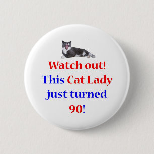 90 Katzen-Dame Button