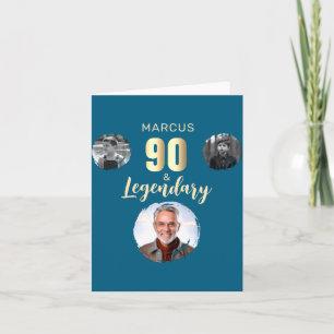 90 Legendär 3 Fotos Gold 90. Geburtstag Karte