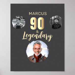 90 Legendäre 3 Fotos Gold 90. Geburtstag  Poster