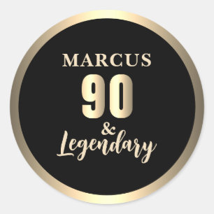 90 & Legendäres Gold 90. Geburtstag Runder Aufkleber