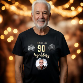 90 & Legendary 3 Fotos Gold 90. Geburtstag Tri-Blend Shirt