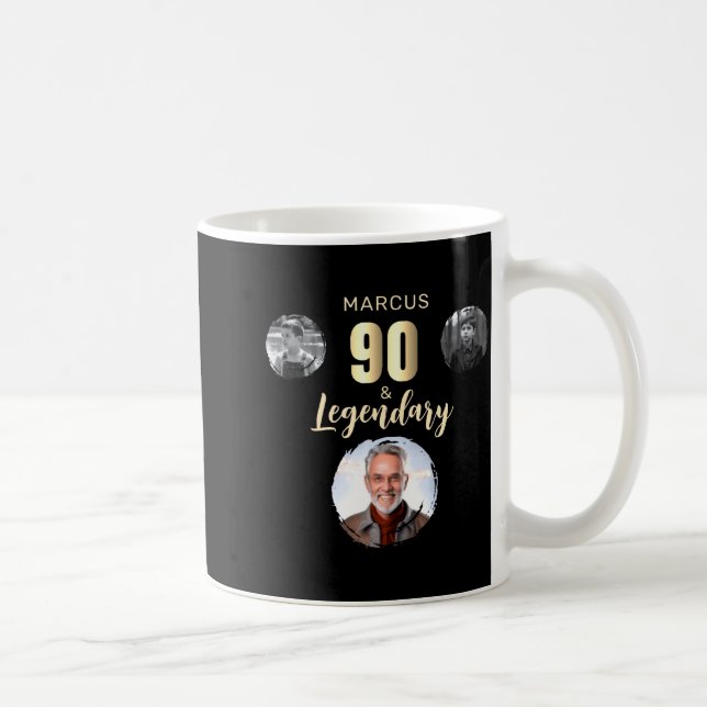 90 Legendary 3 Photos Gold 90th Birthday  Kaffeetasse (Rechts)