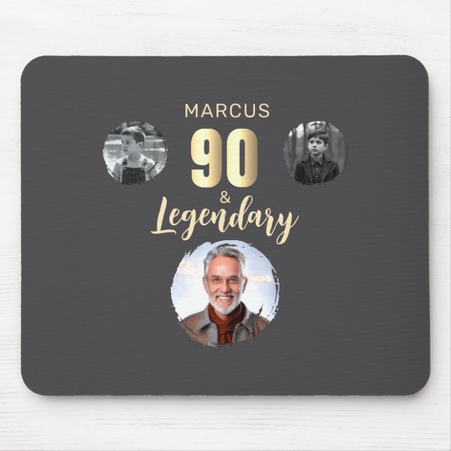 90 Legendary 3 Photos Gold 90th Birthday  Mousepad (Vorne)
