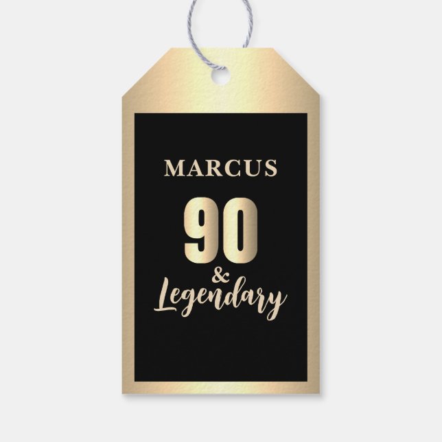 90 & Legendary Gold 90. Geburtstag Geschenkanhänger (Rückseite)