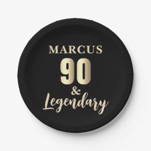 90 & Legendary Gold 90. Geburtstagsfeier Pappteller