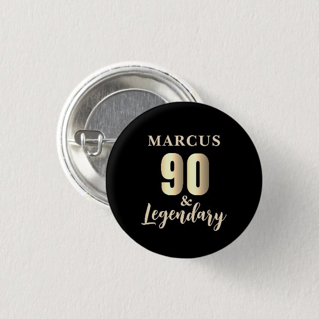 90 & Legendary Gold 90th Birthday  Button (Vorne & Hinten)