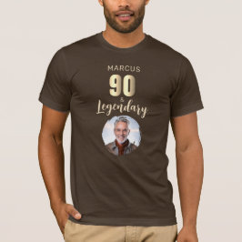 90 & Legendary Gold Photo 90th Birthday  T-Shirt