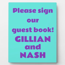 90 Lila auf Aquamarinem Gästebuch Fotoplatte