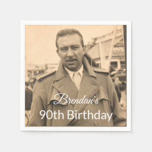 90. männliches Foto Geburtstag Serviette