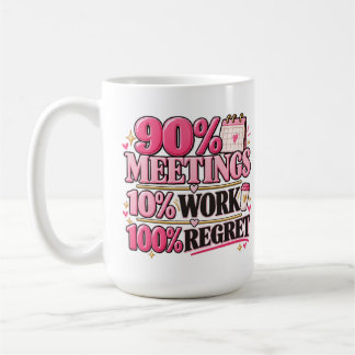 90% Meetings 10% Arbeit 100% Bedauern Pinke 0,45l Kaffeetasse