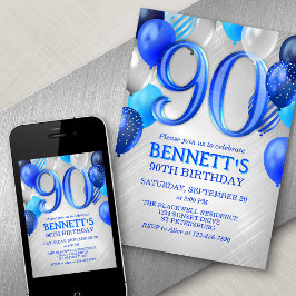 90. Mens Blue Birthday Einladung