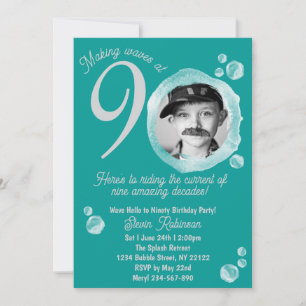 90. Ozean Aquamarine Blase Geburtstagsparty Einlad Einladung