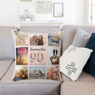 90. Rose Gold Rosa Rosa Foto Collage Kissen