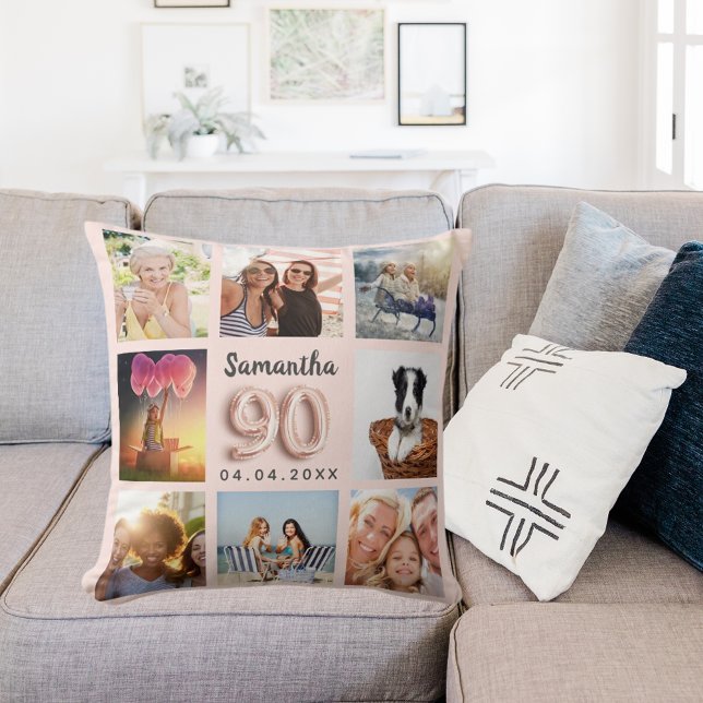 90. Rose Gold Rosa Rosa Foto Collage Kissen (Von Creator hochgeladen)
