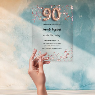 90. Rose Gold Sterne klar Party Acryleinladungen