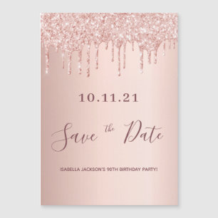 90. Rose Gold Tropfen Save the Date Magnetkarte