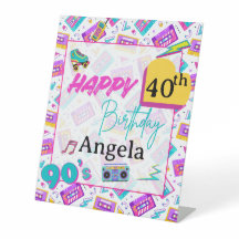 90’s Birthday Party Decorations Table Top Sign