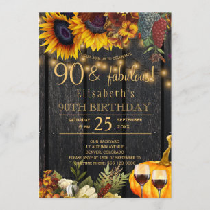 90 sagenhafte Jahre Herbst rustikale Ernte Einladung