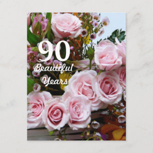 90 schöne Jahre! - Geburtstags-Party/rosa Rosen Einladung
