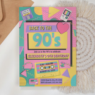 90' Thema Geburtstagsparty Einladung