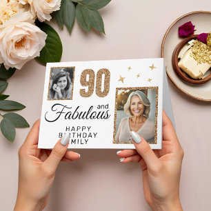 90 und Fabelhaft Gold Glitter 2 Foto 90. Geburtsta Karte