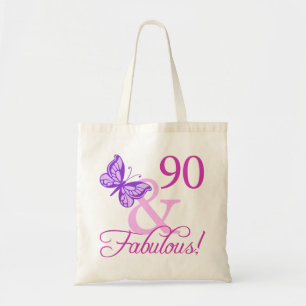 90 und fabelhafte Geburtstagsgeschenke (Pflaume) Tragetasche