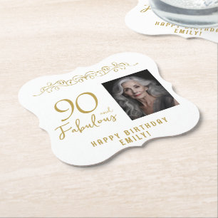 90 und fabelhaftes Gold-Ornament 90. Geburtstag Fo Untersetzer
