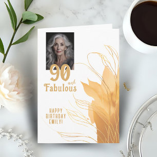 90 und fabelhaftes goldenes Blattwerk 90. Geburtst Karte