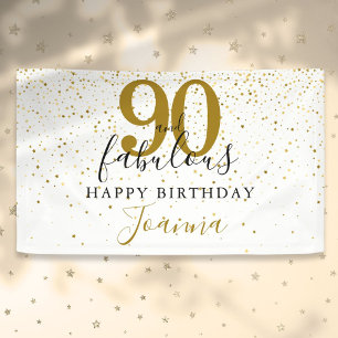 90 und fabulous Geburtstag Elegant Gold und Schwar Banner