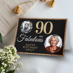 90 und fabulous Gold Glitzer 2 Foto 90. Geburtstag Karte