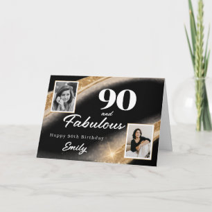90 und Fantastisch Schwarz Gold Foto 90. Geburtsta Karte