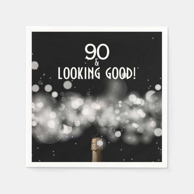 90 und Looking Good Champagne Party Napkins Serviette (Vorderseite)