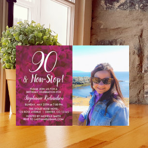 90 und Non-Stopp-Rote Rose-Foto Geburtstagspartei Einladung