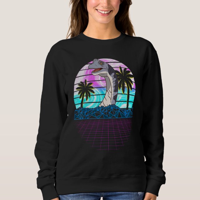 90er 80er Retro Brachiosaurus Vaporwave Ästhetik Sweatshirt (Vorderseite)