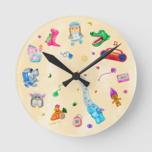 90er-Baby-Klassiker der Kindheit Runde Wanduhr